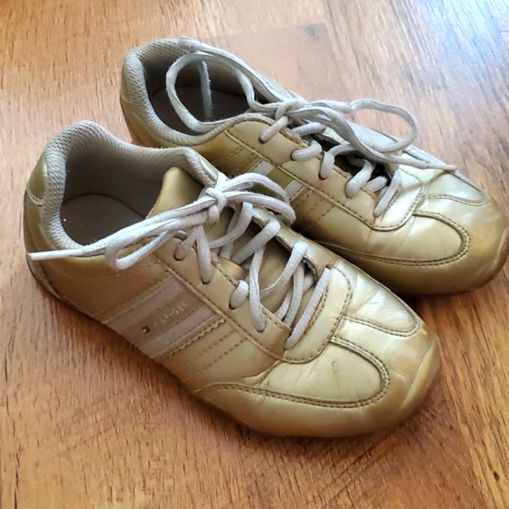 Tommy Hilfiger James Girls Size 12‎ Metallic Gold Sneakers